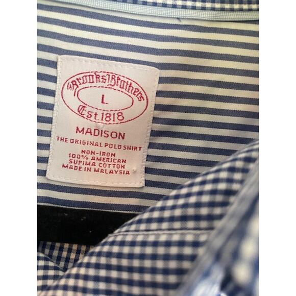 Brooks Brothers Size Large Button Down Shirt‎ Black & White Check 100% Cotton - Picture 2 of 3